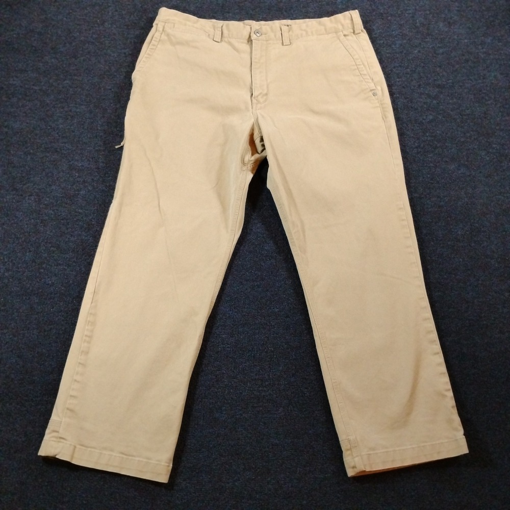 Duluth Trading Flex Ballroom Khakis Pants Men 38x30 Tan Cotton Stretch Work